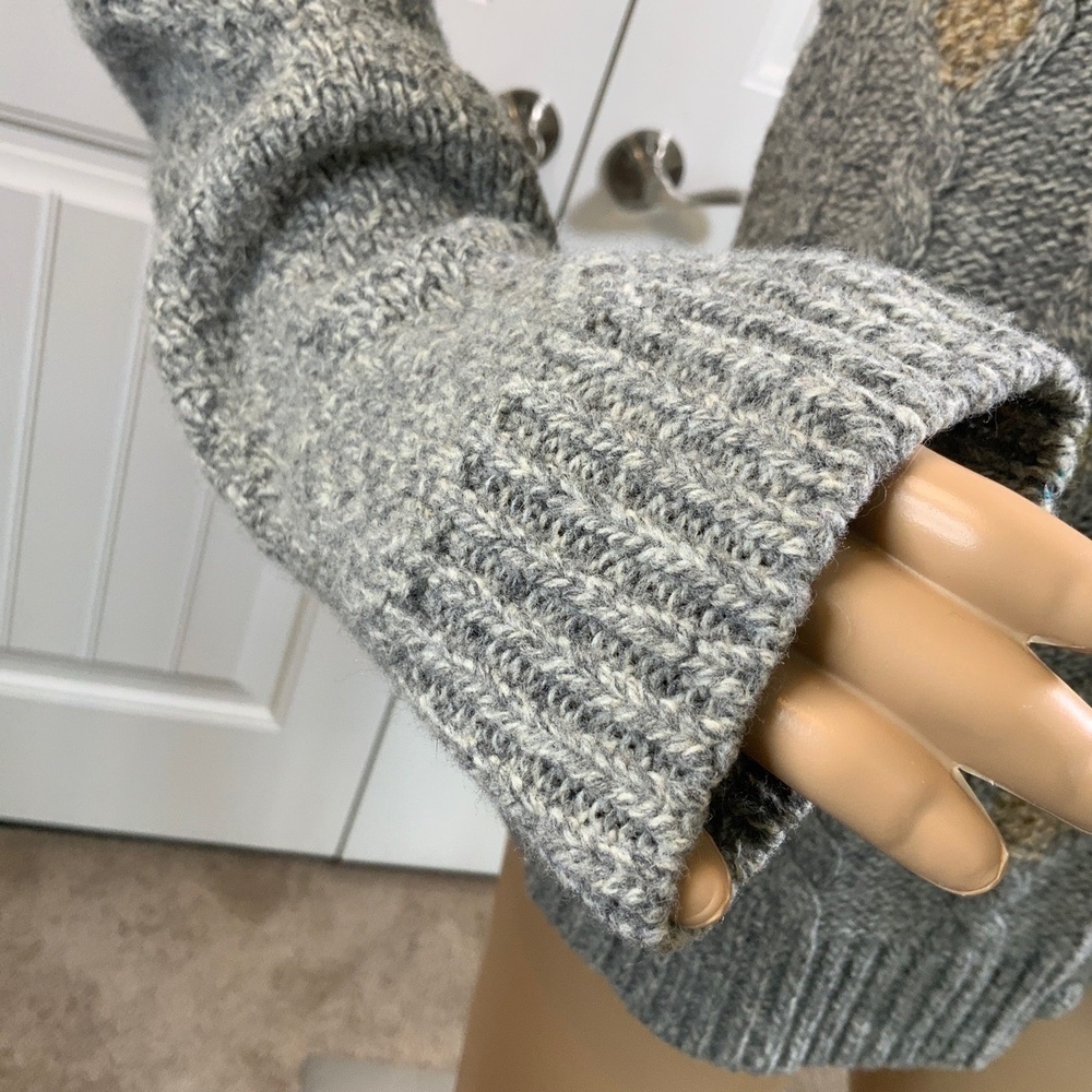 Charlie Robin Gray Cable Knit Button Up Long Sleeve Wool Cardigan Med Twee Artsy - Picture 5 of 13